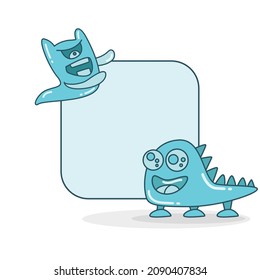 tablero de notas en blanco con ilustración vectorial de monstruo divertida