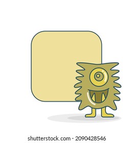 blank note board with funny monster vector illustration