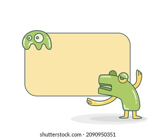blank note board with funny monster and ghost vector illustration