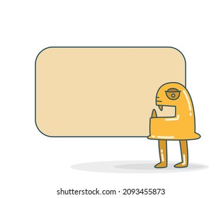 blank note board with funny monster vector illustration