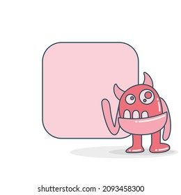 blank note board with funny monster vector illustration