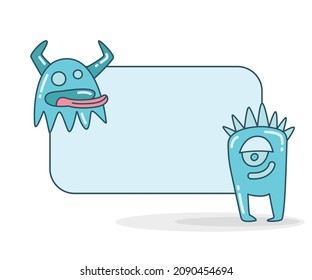 blank note board with funny monsters vector illustration