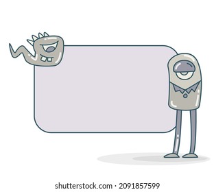blank note board with funny monsters vector illustration