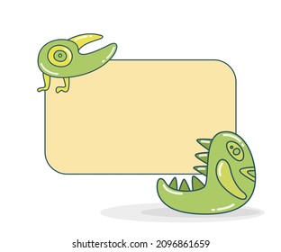 blank note board with funny monsters vector illustration