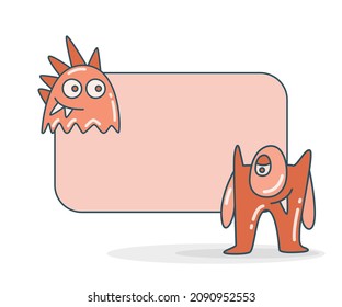 blank note board with funy monsters vector illustration