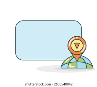 blank note board with globe and map pin icon vector illlustration