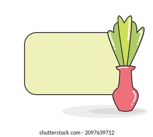 blank note board with houseplant vector illustration