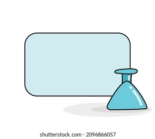 blank note board with lab flask vector illustration