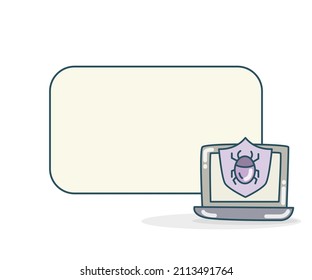 blank note board with malware on laptop vector illlustration