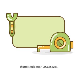 blank note board with measuring tape and wrench vector illustration