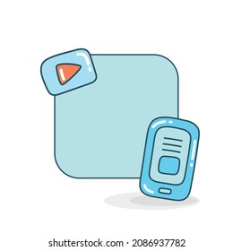 blank note board with mobile phone and video player icon