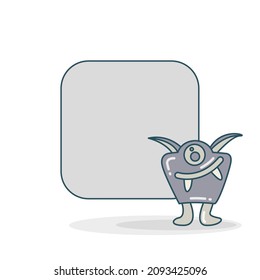 blank note board with monster vector illustration