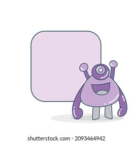blank note board with monster vector illustration