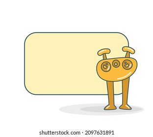 blank note board with monster vector illustration