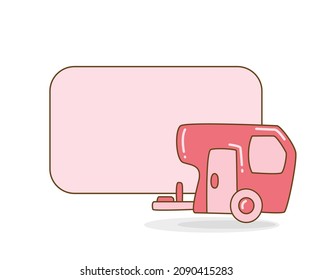 Blank Note Board With Motor Home Or Recreational Vehicle Vector Illustration