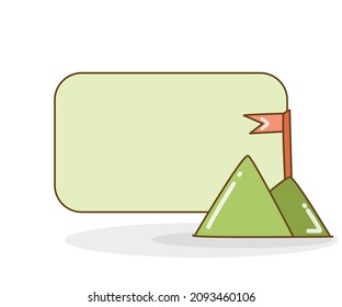 blank note board with mountain and flag vector illustration