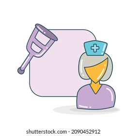 blank note board with nurse vector illustration