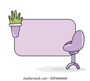 blank note board with office chair and plant pot vector illustration