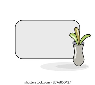 tablero de notas en blanco con ilustración vectorial de jarrón de planta