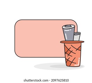 leere Tafel mit Papierrolle auf Vektorgrafik-Korb