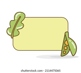 blank note board with peas and vector illlustration