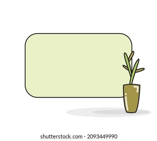 tabla de notas en blanco con ilustración vectorial de la olla de planta