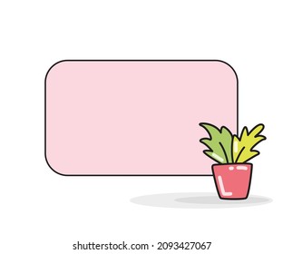 blank note board with plant vase vector illustration