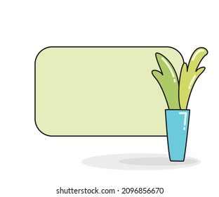 tablero de notas en blanco con ilustración vectorial de jarrón de plantas