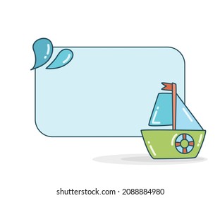 blank note board with sailing boat and water drop vector illustration