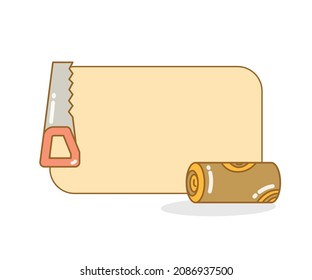 blank note board with saw and timber vector illustration