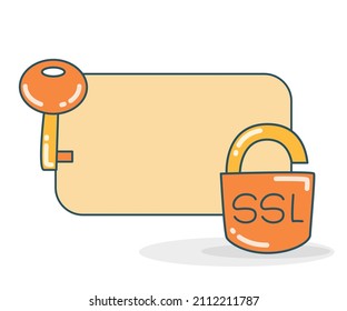 blank note board with security key vector illlustration