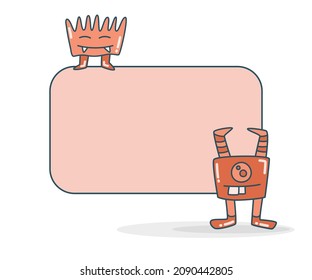 blank note board with small monsters vector illustration