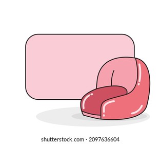 blank note board with sofa vector illustration