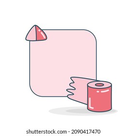 blank note board with toilet paper roll and pill vector illustration