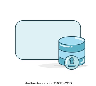 blank note board with upload database icon vector illlustration