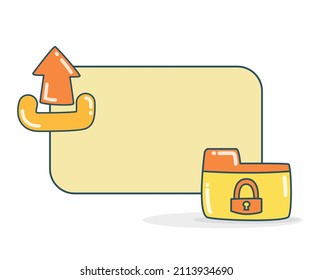 blank note board with upload and folder security icon vector illlustration