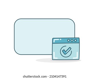 blank note board with web and check mark icon vector illlustration