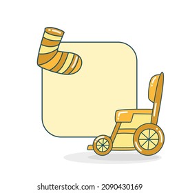 blank note board with wheelchair and bandage vector illustration