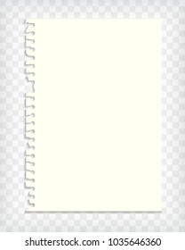 Blank Note Book Page Mock Up With Torn Edge. Realistic Vector Illustration