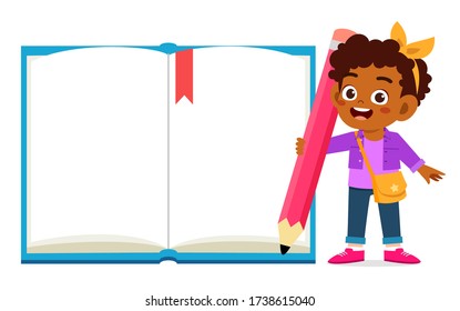 blank note book template with cute little kid
