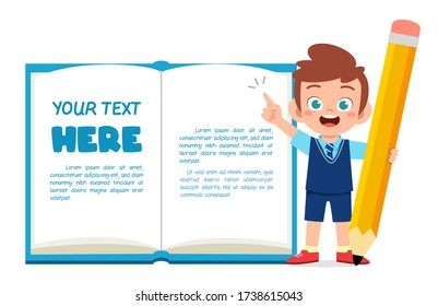 blank note book template with cute little kid