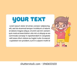 Blank note book template with cute little kid Premium Vector
