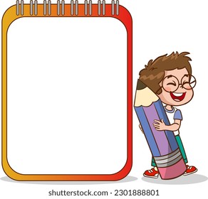 blank note book template with cute little kids