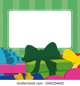 Blank note card with gift boxes