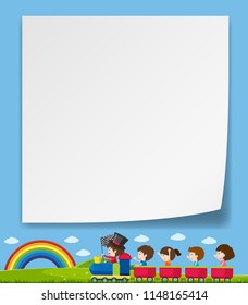 A blank note with children illustration