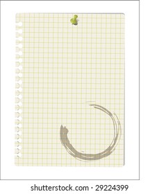 blank note with coffee stain