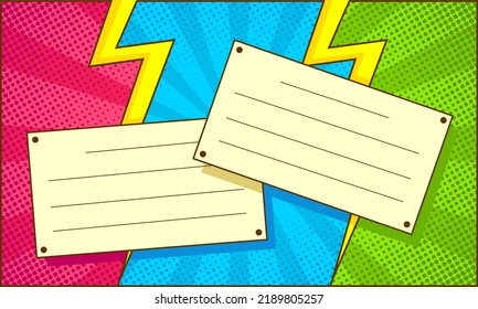 Blank note comic design isolated on colorful background