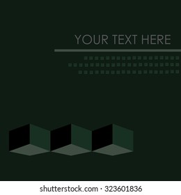 Blank note with dark green background, geometric design, presentation work sheet, format form