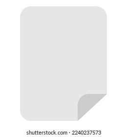 Blank note frame, paper stamp, sticker, folded edge, light gray rectangular shape. Label