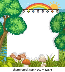 Una nota en blanco con la ilustración de la escena de la naturaleza